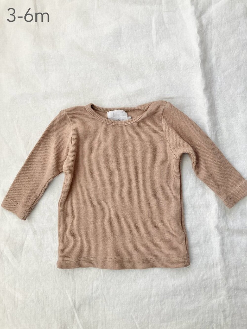🪴5/$30 Kindly 3-6 Months Baby Tan Beige Ribbed Long Sleeve Neutral Minimalist
